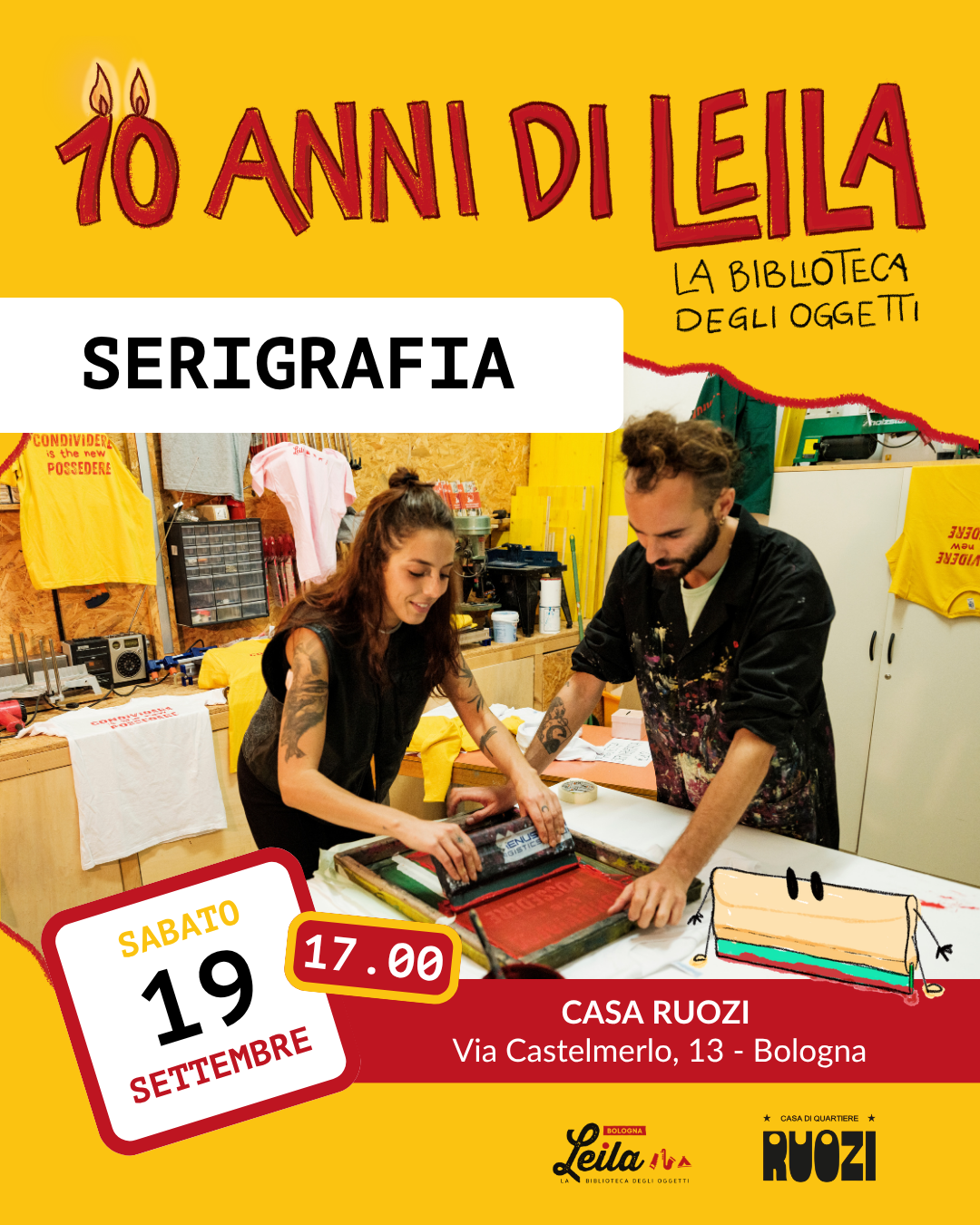 10 ANNI DI LEILA post serigrafia